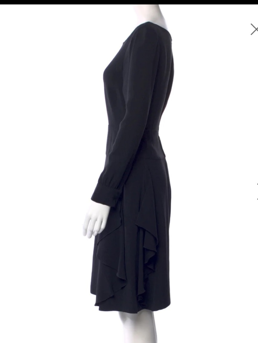 Prada Black Long-Sleeve Draped Back Dress - Picture 4 of 16